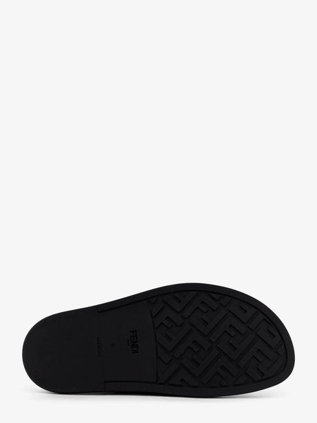 Fendi Feel sandals in FF jacquard fabric - Tabacco Nero+Sand
