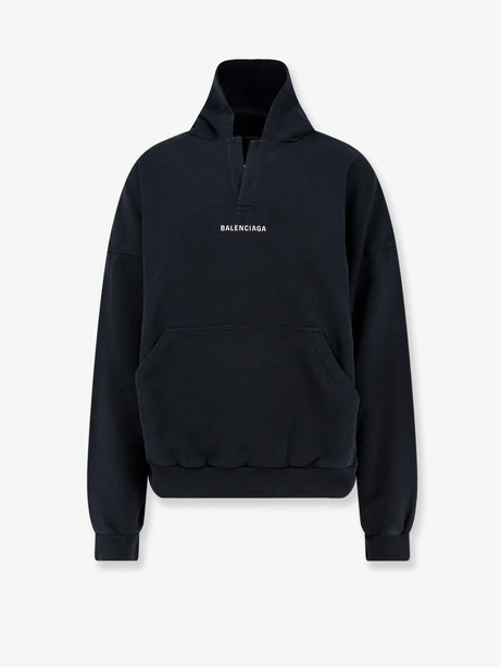 Balenciaga Cotton hooded sweatshirt - Faded Black/White