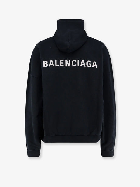 Balenciaga Cotton hooded sweatshirt - Faded Black/White