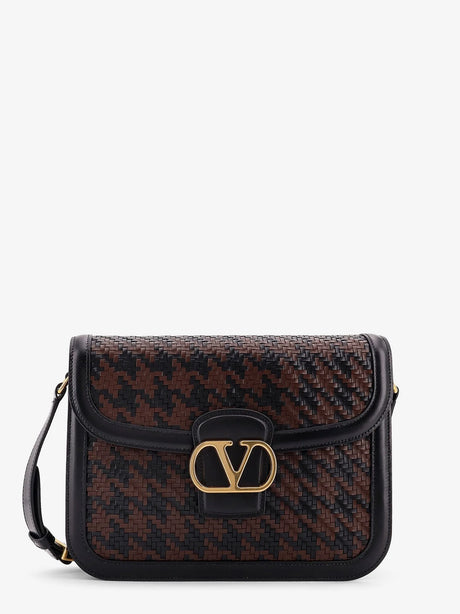 Valentino Garavani Valentino Garavani 9TO5 woven leather shoulder bag - Nero/Bark Brown/Nero
