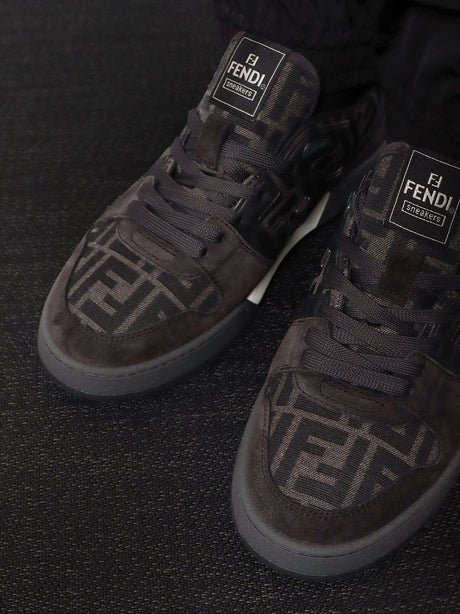 Fendi Fendi Match sneakers in FF jacquard fabric and suede - Dk Grey+Grig.Ner+Bia