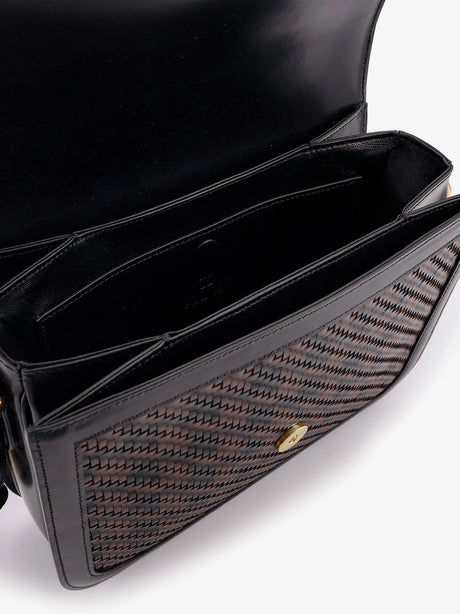 Valentino Garavani Valentino Garavani 9TO5 woven leather shoulder bag - Nero/Bark Brown/Nero