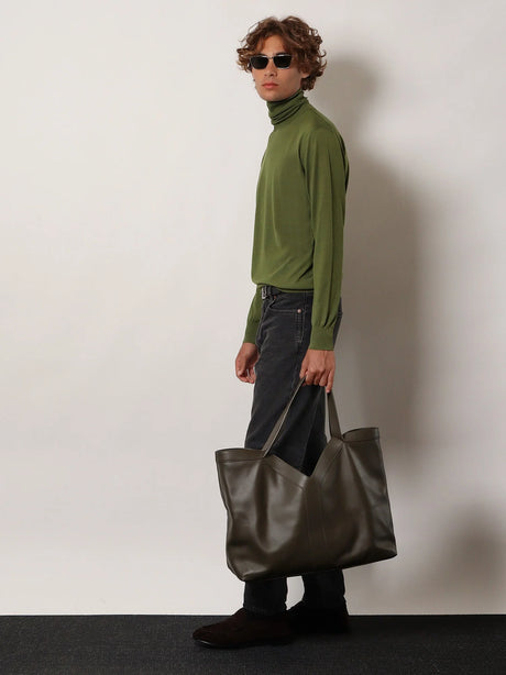Saint Laurent Y Oversize leather tote bag - Light Musk