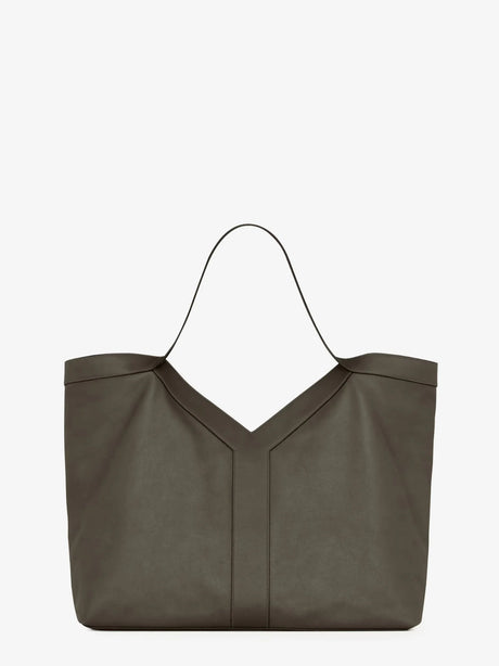 Saint Laurent Y Oversize leather tote bag - Light Musk