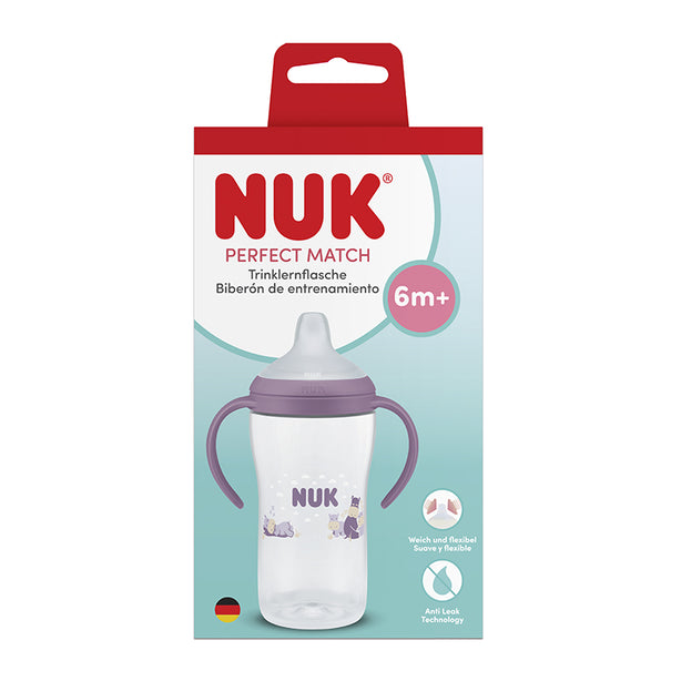 NUK Perfect Match Learner Cup | Learner Bottle 260ml | 6 months+ (Hippo)