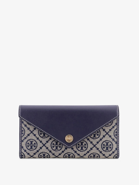 Tory Burch T Monogram Envelope leather and T Monogram Fabric wallet - Torynavy