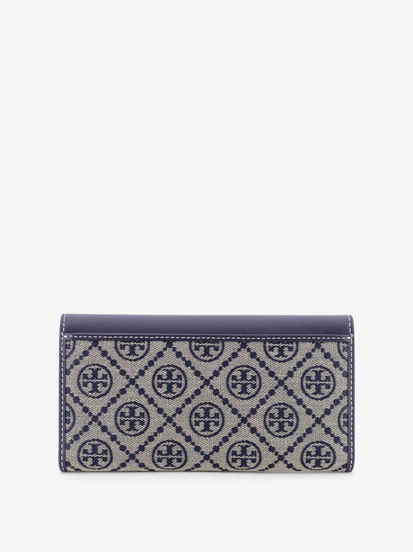 Tory Burch T Monogram Envelope leather and T Monogram Fabric wallet - Torynavy
