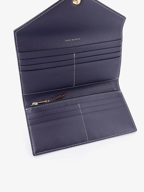 Tory Burch T Monogram Envelope leather and T Monogram Fabric wallet - Torynavy