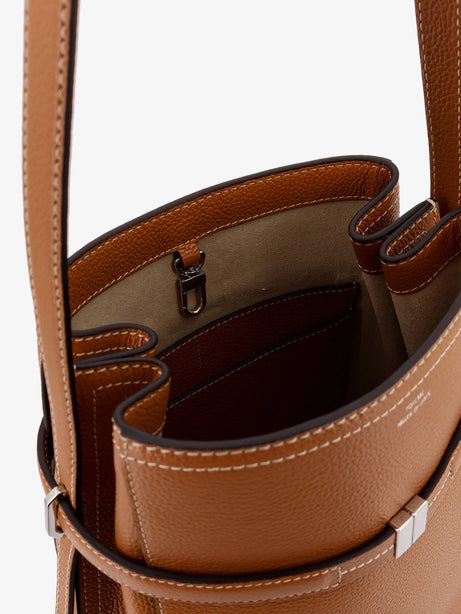 Toteme Textured leather bucket bag with frontal strap - Tan