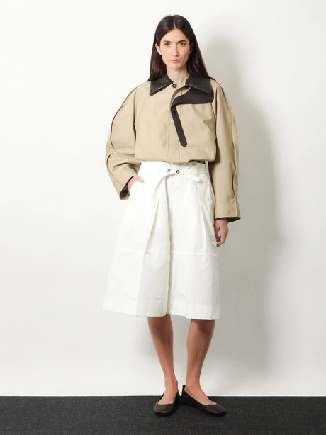 Bottega Veneta Cotton Jacket with Intrecciato leather collar - Sahara