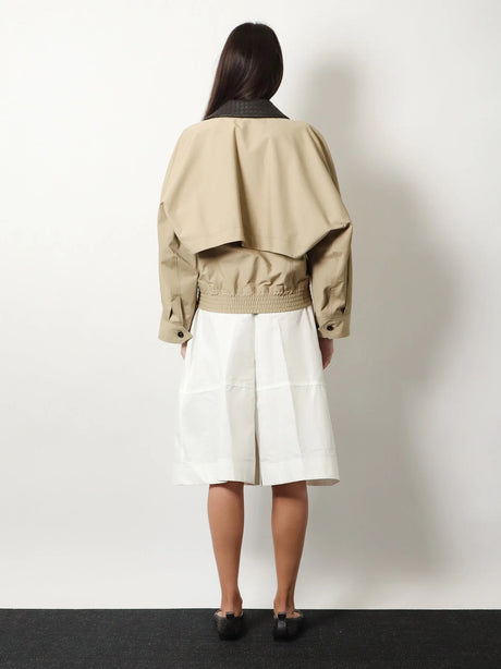 Bottega Veneta Cotton Jacket with Intrecciato leather collar - Sahara