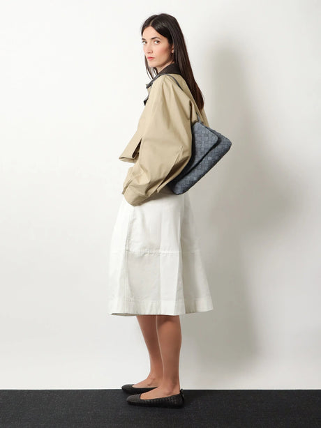 Bottega Veneta Giorno suede shoulder bag with Intrecciato motif - Cloudy