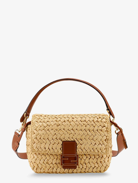 Fendi Mamma Baguette Medium raffia crossbody bag - Naturale+Sellier+Os