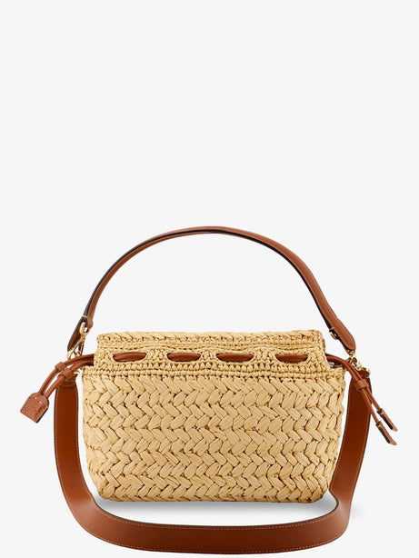Fendi Mamma Baguette Medium raffia crossbody bag - Naturale+Sellier+Os
