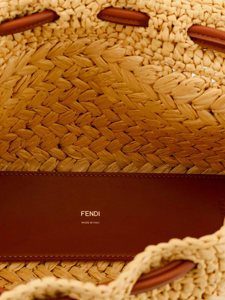 Fendi Mamma Baguette Medium raffia crossbody bag - Naturale+Sellier+Os