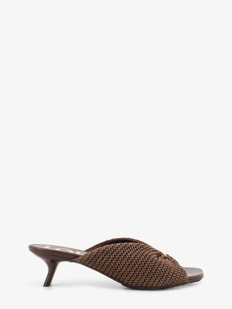 Loewe Paula's Ibiza - Pebble raffia effect sandals with metal logo detail - Dark Brown