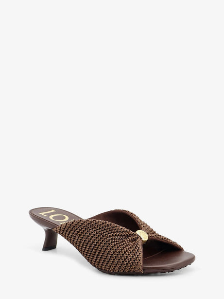 Loewe Paula's Ibiza - Pebble raffia effect sandals with metal logo detail - Dark Brown