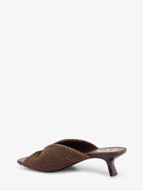 Loewe Paula's Ibiza - Pebble raffia effect sandals with metal logo detail - Dark Brown