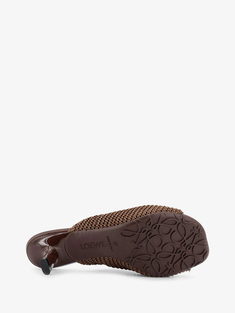Loewe Paula's Ibiza - Pebble raffia effect sandals with metal logo detail - Dark Brown