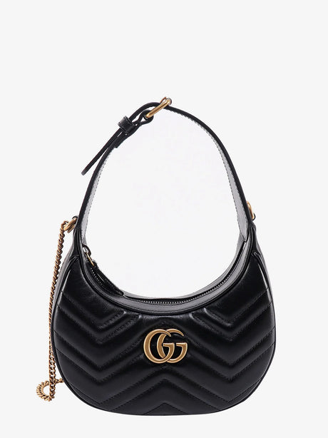 Gucci GG Marmont quilted leather shoulder bag with metal GG logo - Nero