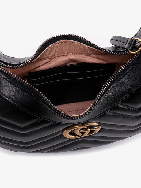 Gucci GG Marmont quilted leather shoulder bag with metal GG logo - Nero