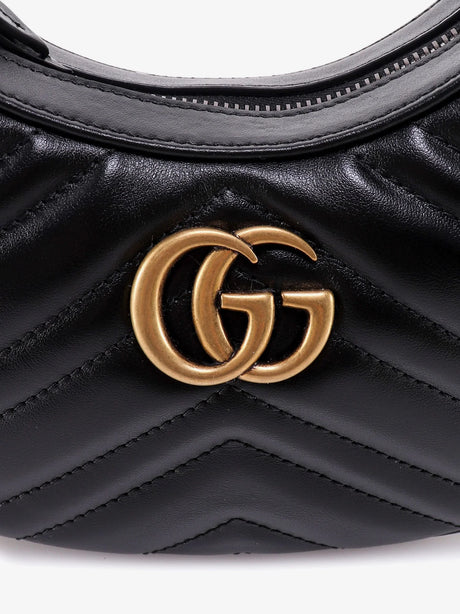 Gucci GG Marmont quilted leather shoulder bag with metal GG logo - Nero