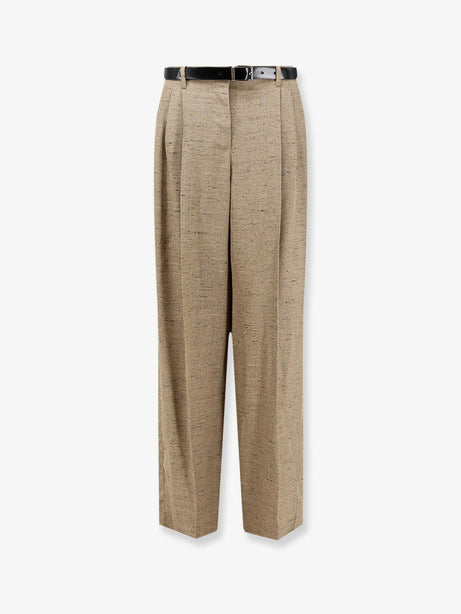 Dolce & Gabbana Mélange trousers with belt - Melangebiancobeige