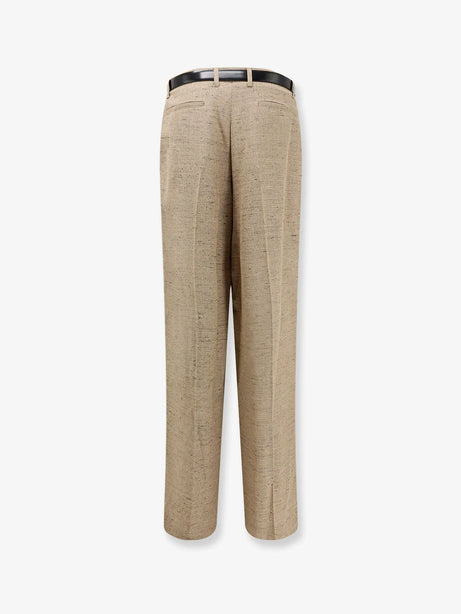 Dolce & Gabbana Mélange trousers with belt - Melangebiancobeige