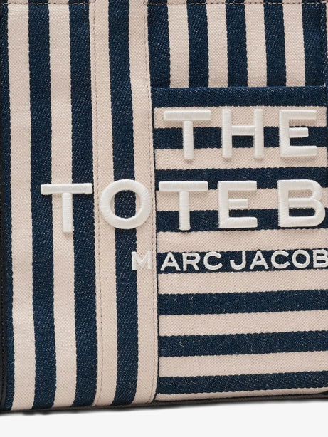 Marc Jacobs The Tote bag canvas handbag with embroidered logo on the front - Blue Sea Multi