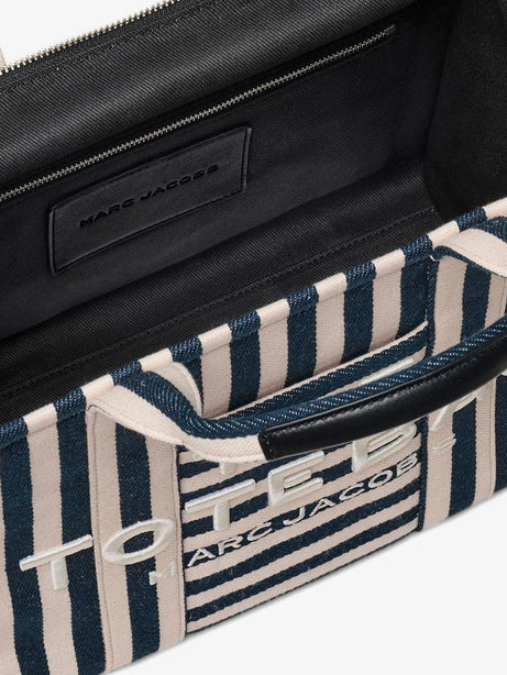 Marc Jacobs The Tote bag canvas handbag with embroidered logo on the front - Blue Sea Multi