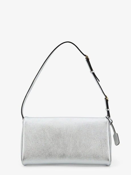 Valentino Garavani DeVain laminated leather shoulder bag - Silver