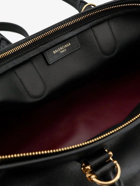 Balenciaga Bolero Bowling Medium Leather Bag - Blackplum