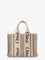 Chloe' Woody linen and leather Tote Bag - Cement Pink