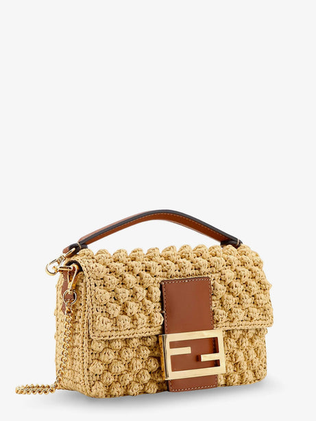 Fendi Baguette® Mini raffia crossbody bag - Naturale+Sellier+Os