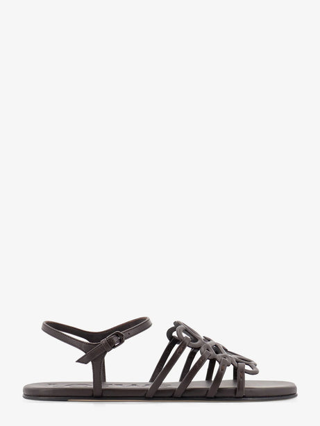 Loewe Paula's Ibiza -Petal leather sandals with Anagram logo on the front - Dark Brown