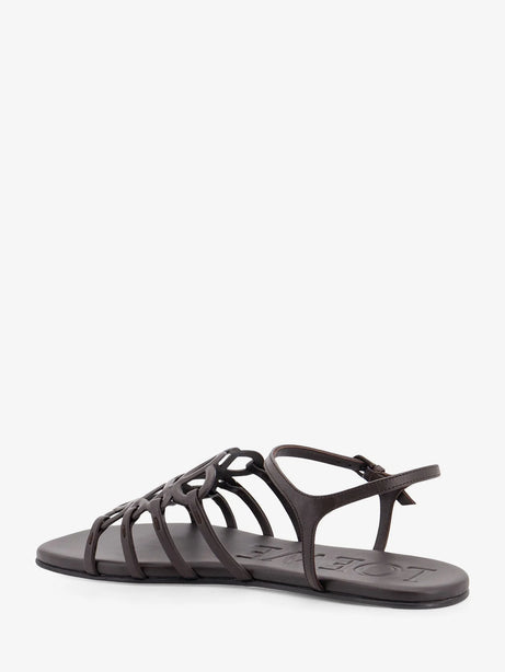 Loewe Paula's Ibiza -Petal leather sandals with Anagram logo on the front - Dark Brown