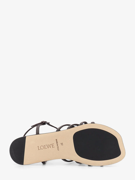 Loewe Paula's Ibiza -Petal leather sandals with Anagram logo on the front - Dark Brown