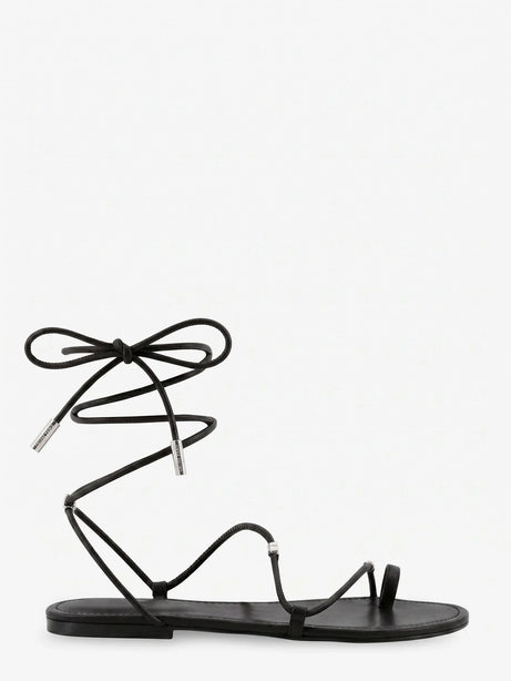 Celine Leather sandals with metal Triomphe logo - Black
