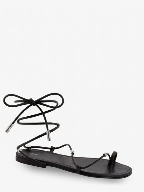 Celine Leather sandals with metal Triomphe logo - Black