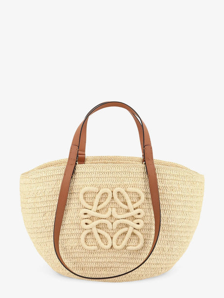 Loewe Paula's Ibiza -Eclipse Raffia and Leather handbag with 3D Anagram logo - Naturaltan
