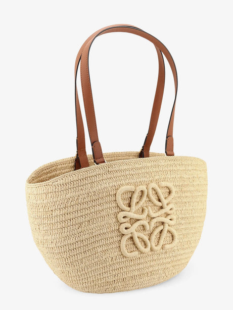 Loewe Paula's Ibiza -Eclipse Raffia and Leather handbag with 3D Anagram logo - Naturaltan
