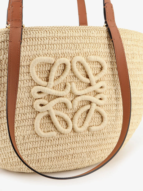 Loewe Paula's Ibiza -Eclipse Raffia and Leather handbag with 3D Anagram logo - Naturaltan