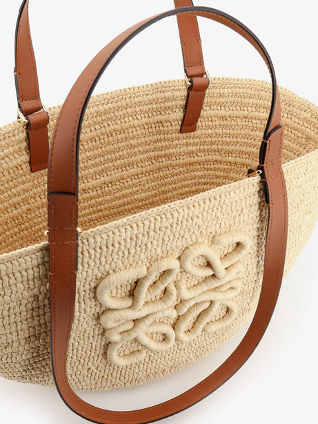 Loewe Paula's Ibiza -Eclipse Raffia and Leather handbag with 3D Anagram logo - Naturaltan