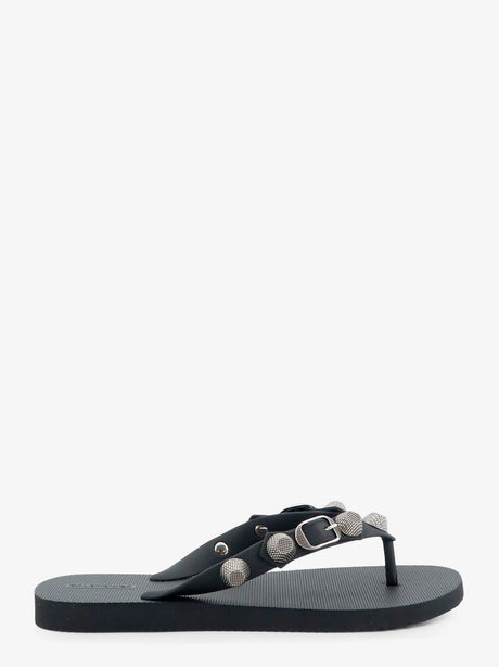 Balenciaga Cagole flip-flops with iconic metal details - Blacksilver