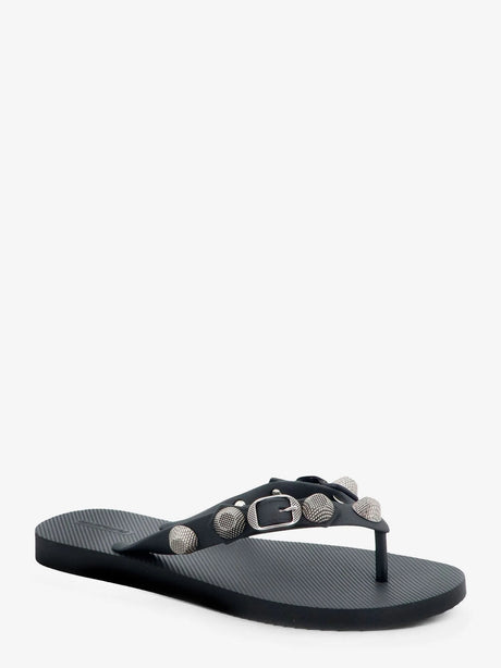 Balenciaga Cagole flip-flops with iconic metal details - Blacksilver