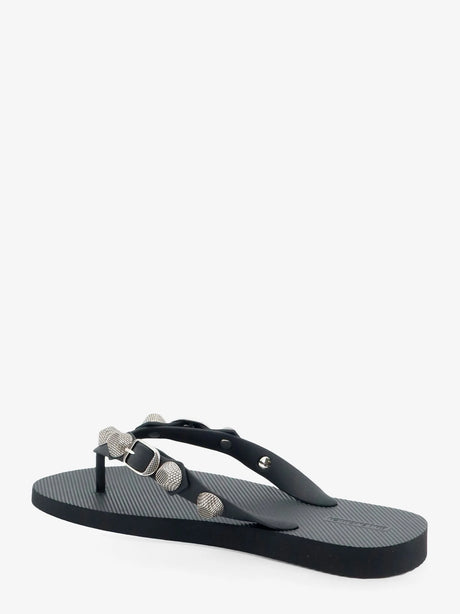 Balenciaga Cagole flip-flops with iconic metal details - Blacksilver