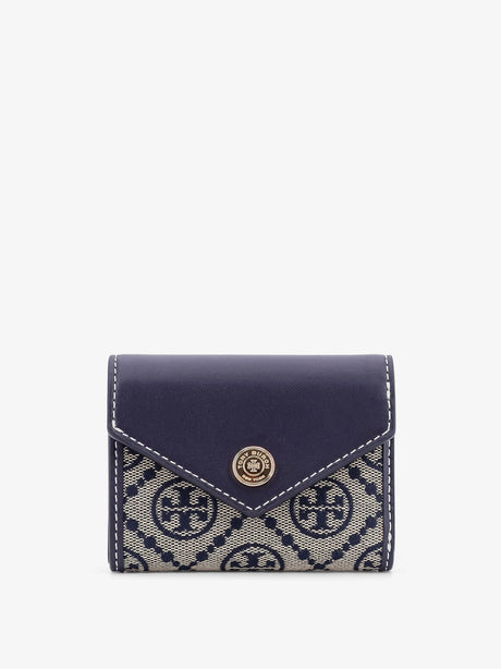 Tory Burch T Monogram Envelope leather and T monogram fabric wallet - Torynavy