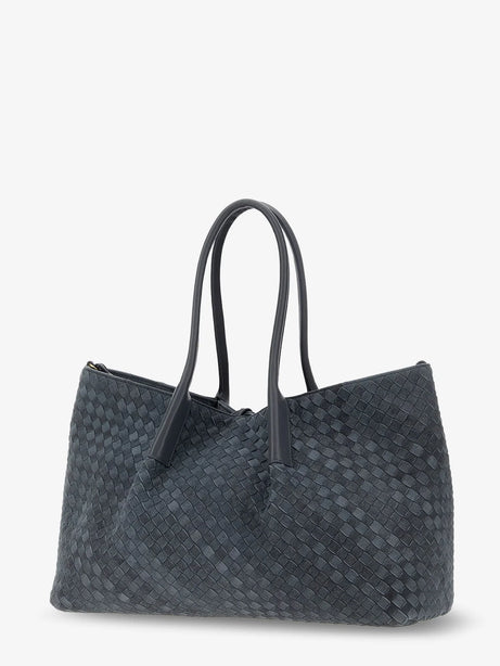Bottega Veneta Pinacoteca suede handbag with Intrecciato motif - Cloudy