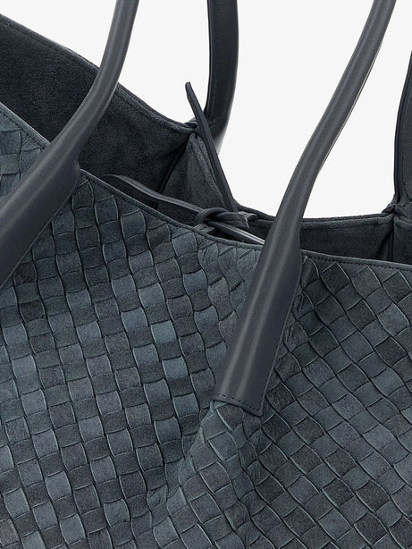 Bottega Veneta Pinacoteca suede handbag with Intrecciato motif - Cloudy