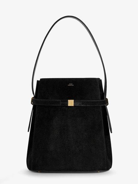 Toteme Belted suede bucket bag - Black